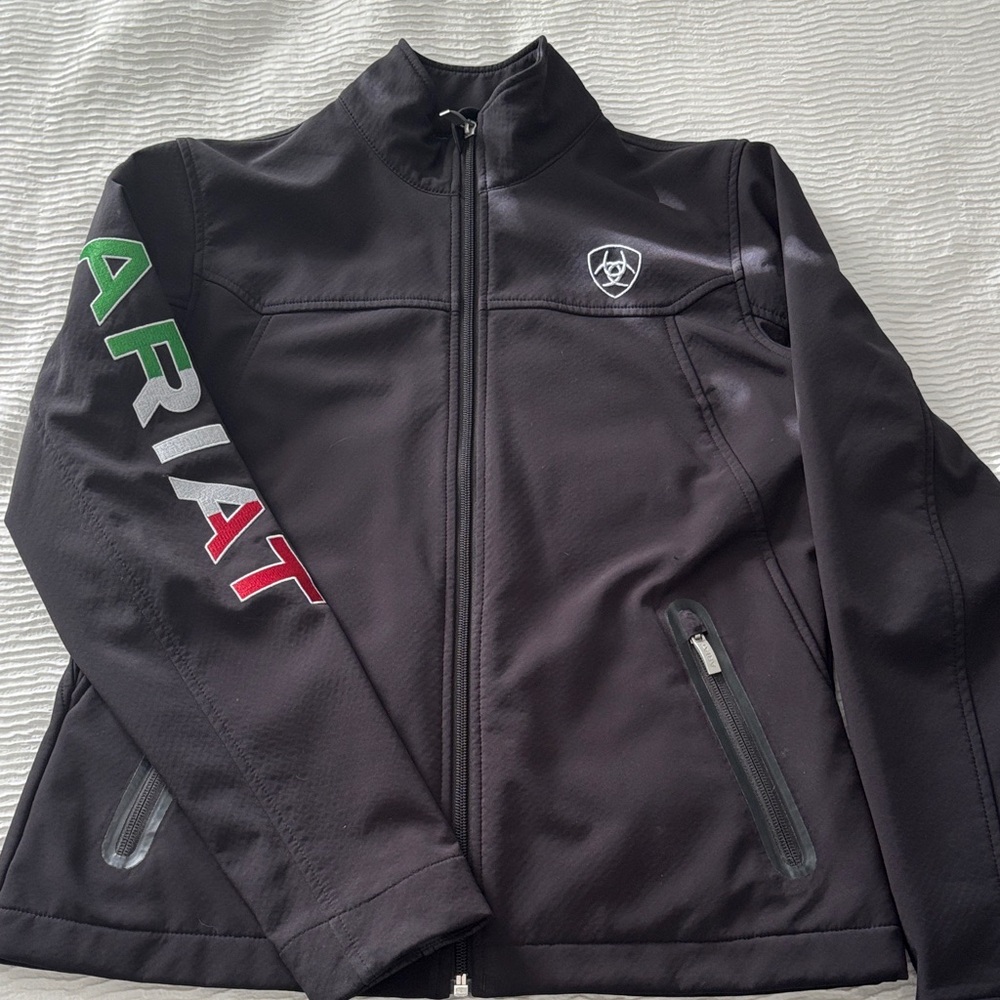 Ariat Black Softshell Jacket With Multicolor Slee… - image 1